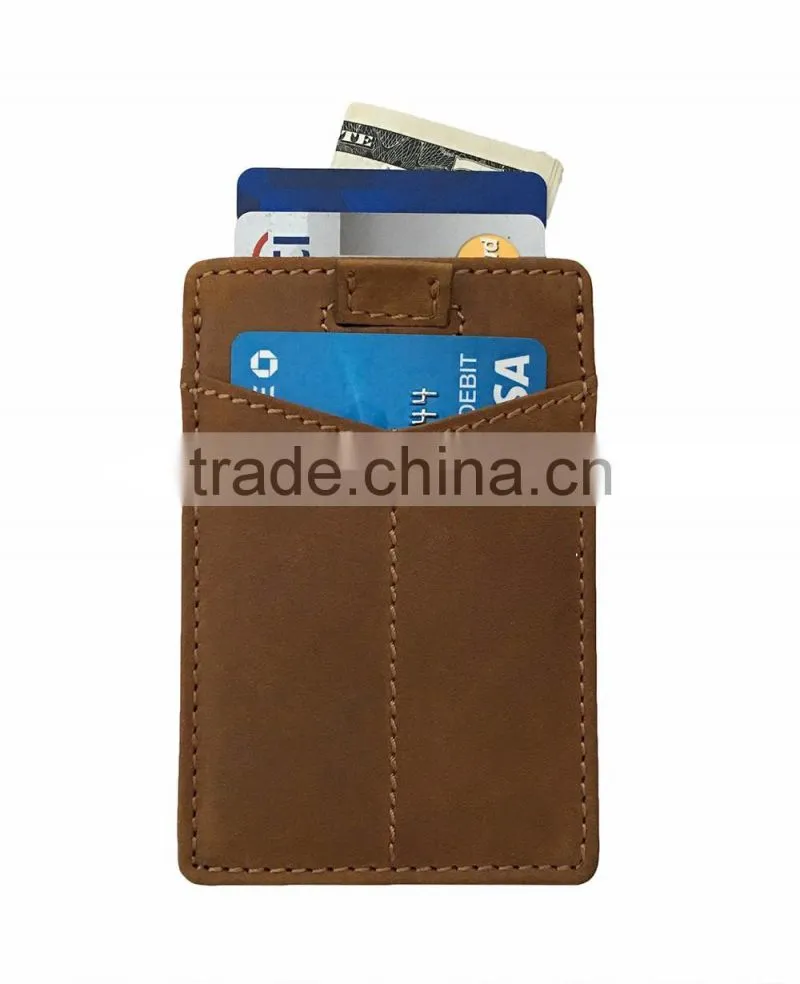 Card Sleeve Slim Wallet full grain leather Front Pocket RFID Blocking Minimalist Card Holder