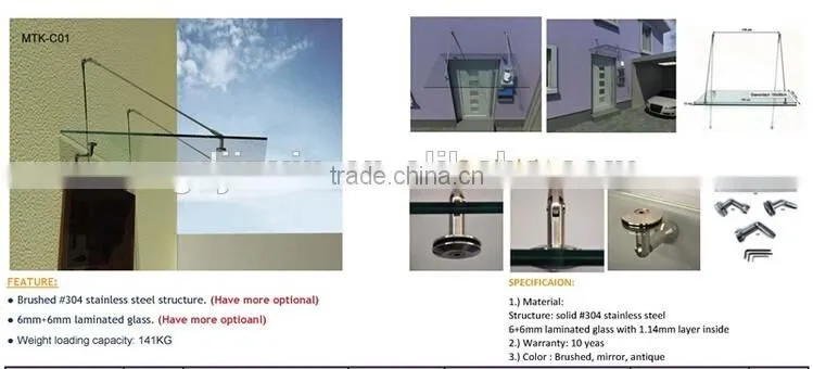JINXIN excelent quality with competitive price stainless steel glass canopy