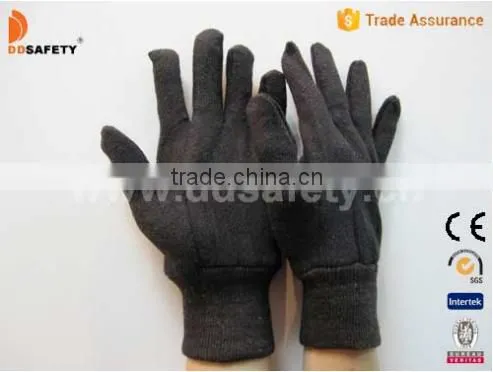 DDSAFETY 2017 Hot Sale Cotton Working Glove Brown Jersey Canvas Gloves