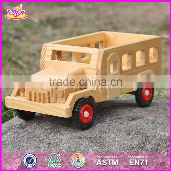 2017 New products kids small toys solid wooden toy cars and trucks W04A332