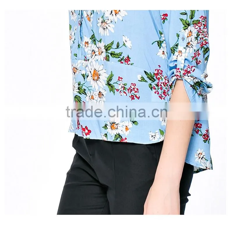 China fashion factory manufacturer summer prints images of ladies casual tops