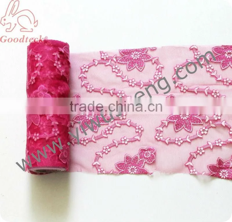 Hot pink skull Halloween polyester tutu tulle fabric roll, 6"x100yd (60"x100YD) Halloween black lace Tutu skirt material,