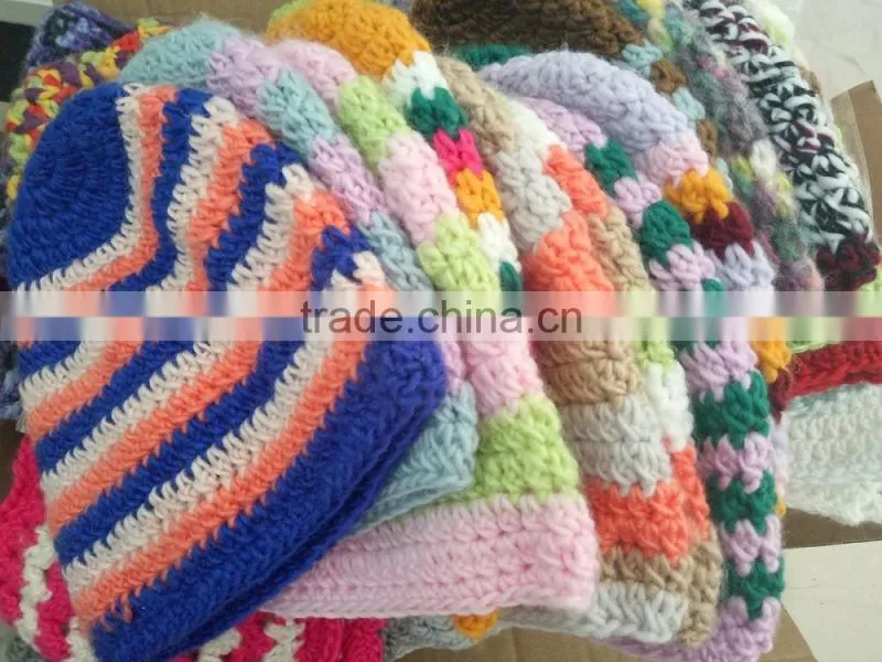 Dark Blue Crocheted Winter Beanies Hat