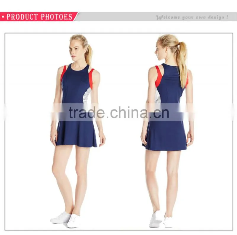 Newest Design Ladies Blue shoulders Sexy Mature Ladies Tennis Dress
