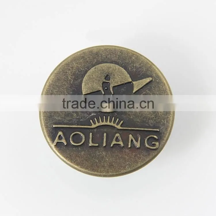 Custom Fashion China Button Factory Metal Jeans Button
