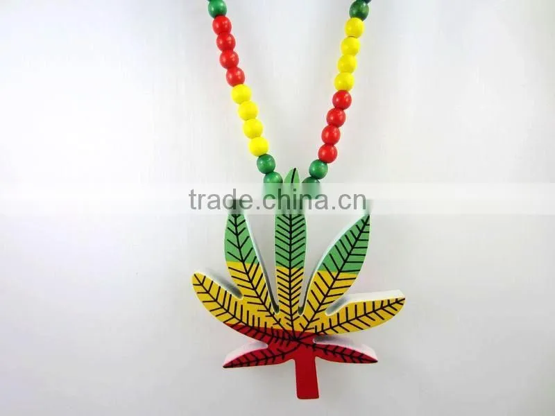 Fashion Acrylic Wood Ceramic Necklace Maple Leaf Shape