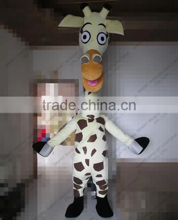SM428 life size walking soft plush giraffe mascot with clear visual long neck cartoon Melman giraffe mascot