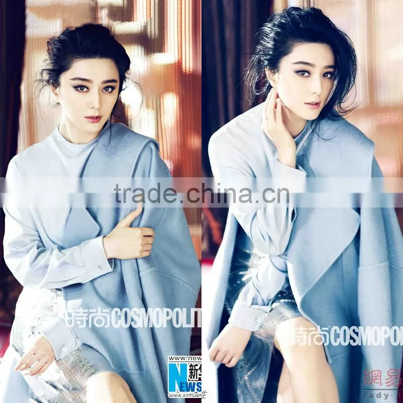 Woollen coat Supper start lovely style blue woollen coat factory price