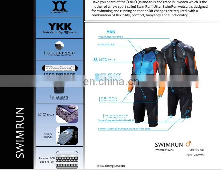 2017 new design yamamoto SCS neoprene Utter women's swimrun and sportwear for swiming, cycling and running