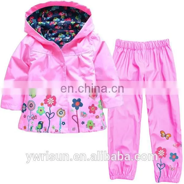 New Multiple Colors Bomber Raincoat Kids Custom Rain Coat Flower Wholesale Nylon Jacket With Blazer Pants