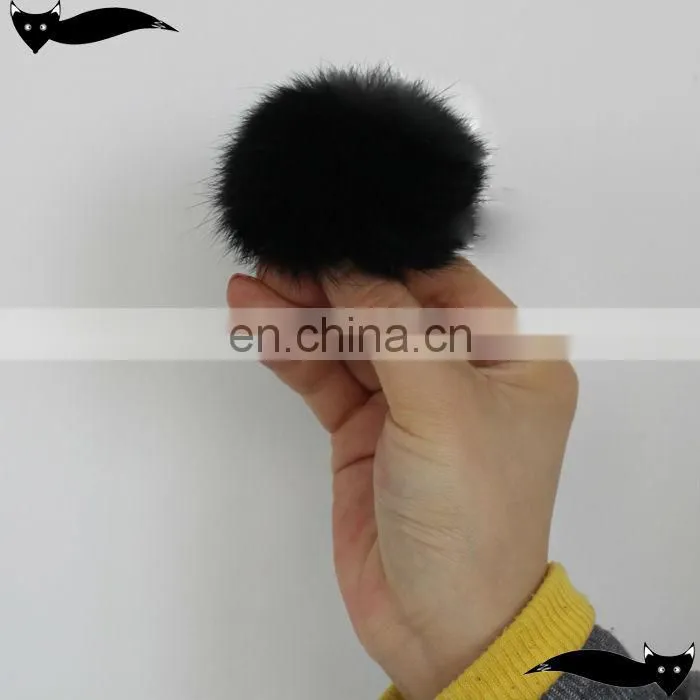 Genuine black 7cm fur ball accessories rabbit fur ball
