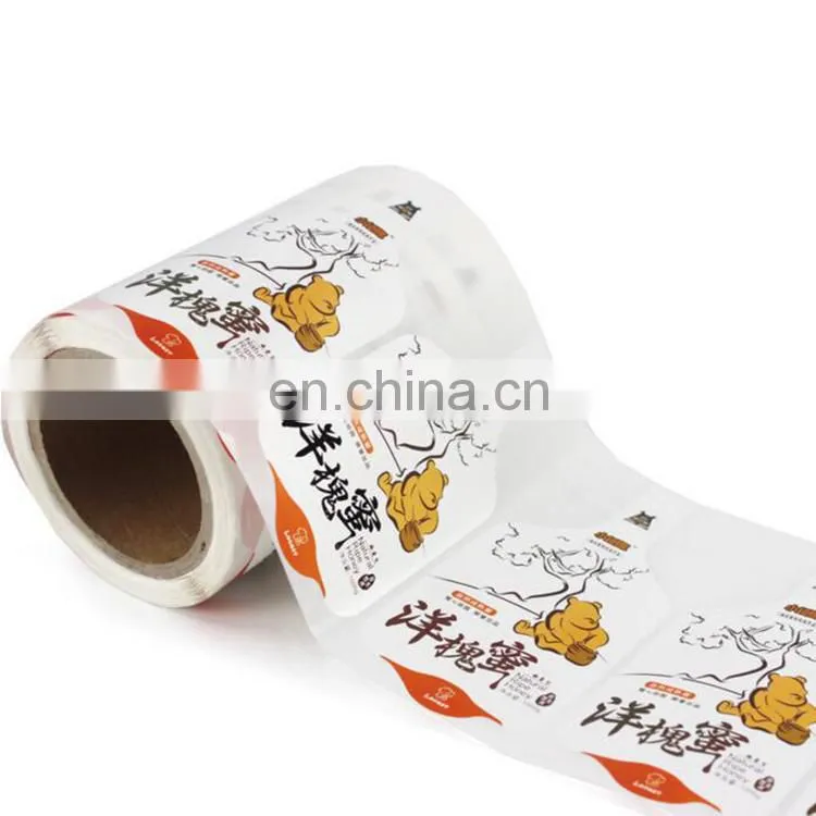 Custom die cut colorful plastic bottle sticker for natural ripe honey packaging