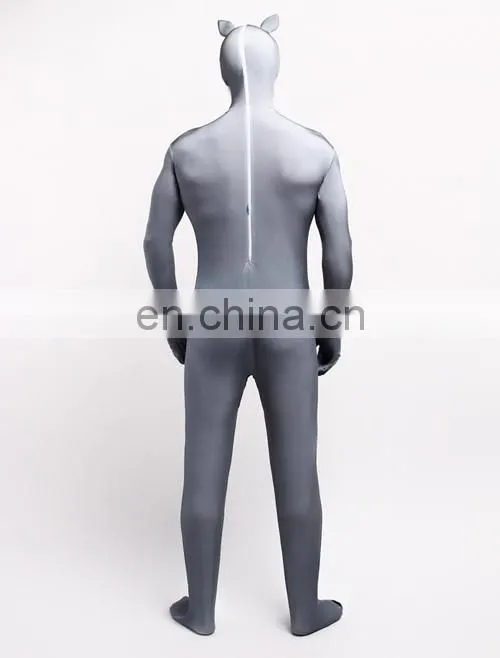 Gray Animal Spandex Full Body Cosplay Costume Tiger Bear For Adult Men Women