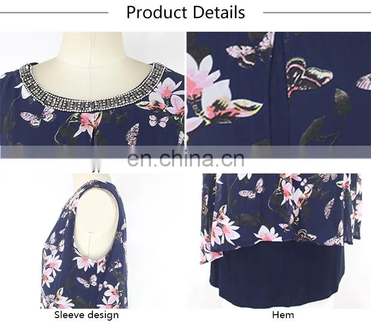 2017 New Woman clothing European style Sleeveless embroidered neck blouse For middle age woman