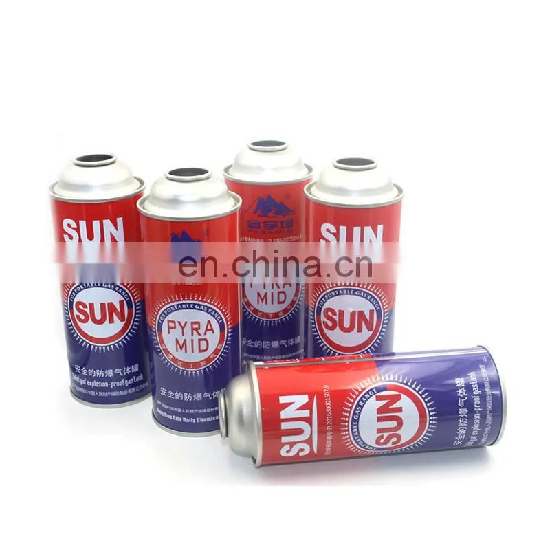 Empty butane gas canister and empty aerosol container 220g