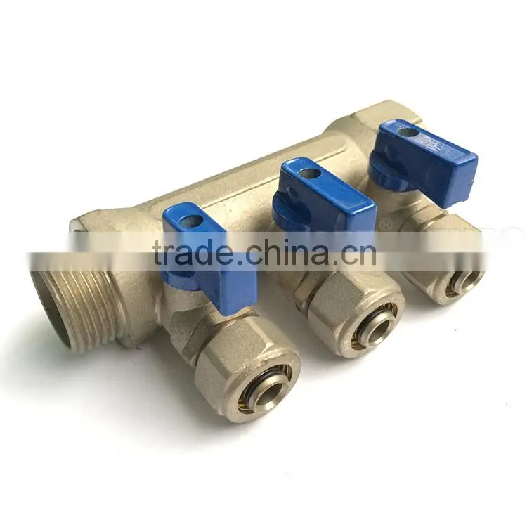 three connectors brass manifolds fitting for PE pipes