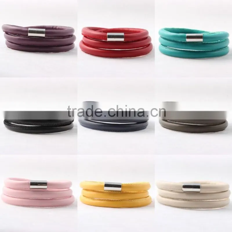 Manufacturers selling Europe winding Bracelet with magnetic buckle connection PU Bracelet