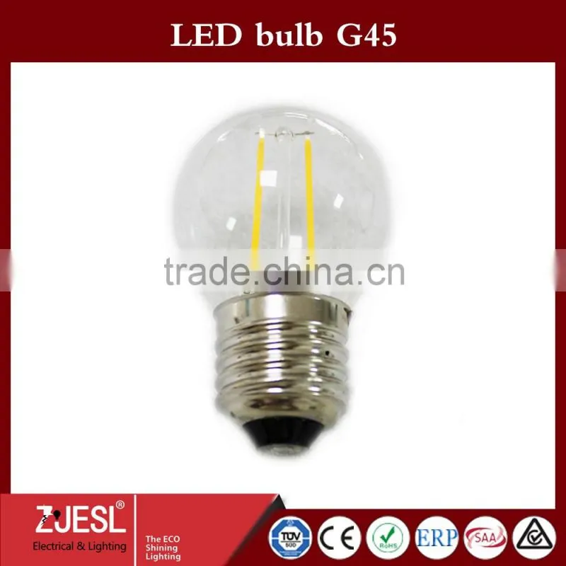 2016 direct selling indoor-outdoor G45 E27 2W led lighting bulb 45*75mm warm white