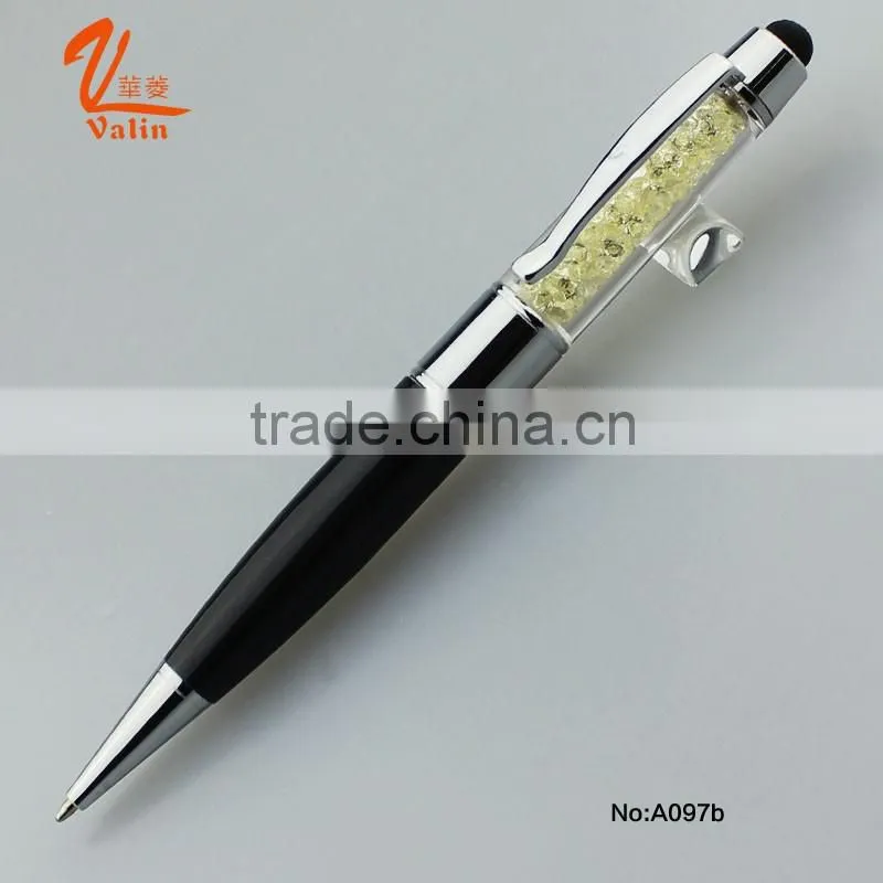 2016 Valin blue USB disk metal ball pen with crystal touch screen