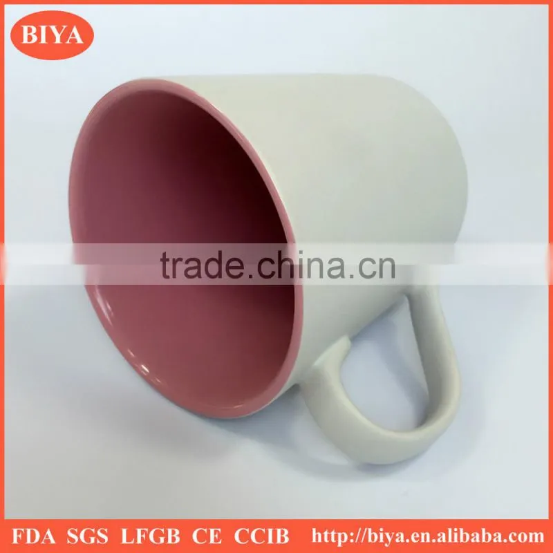 custom coffee mug ceramic coffee mug for promotion ,matte white and shinny pink