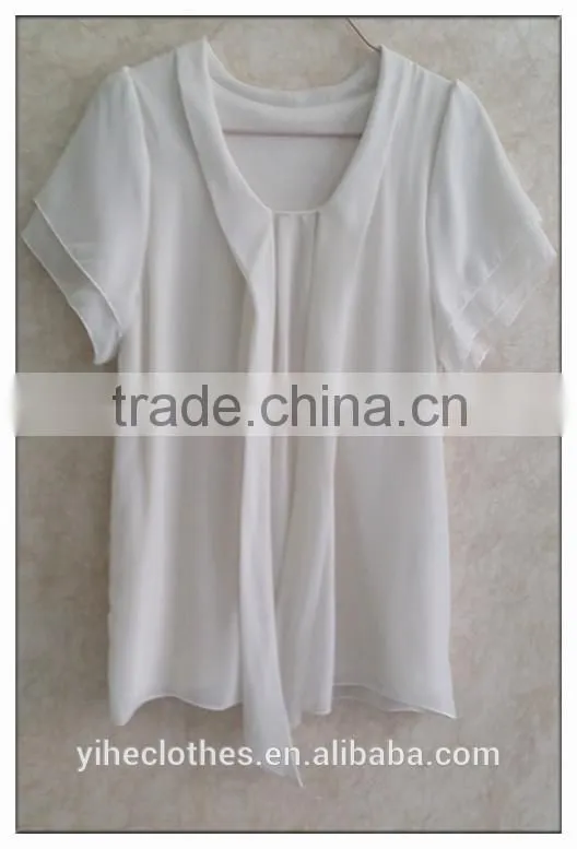 Sailor collar chiffon t-shirt sweet bow girl white tshirt