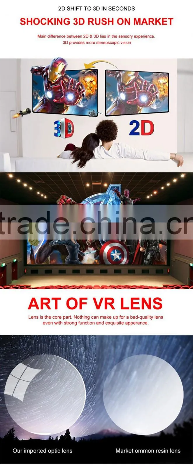 3d sublimation case for android phones, gaoxin private mould design vr box 2, hote selling low cost 3d vr