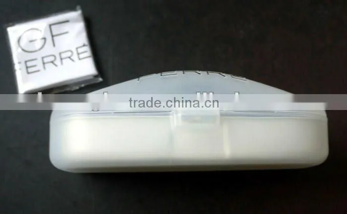 Plastic eyeglass case with logo and cloth