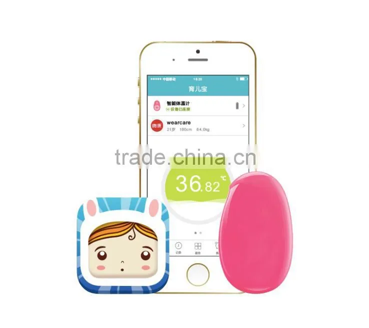 Wearable electronic baby temperature detector bluetooth 4.0 wireless thermometer