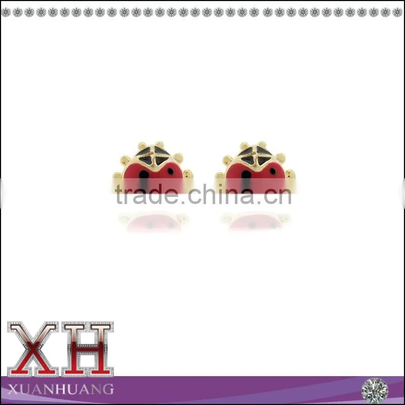 Lovely Children's Ladybug Necklace Earrings Fashion Enamel Jewelry Set