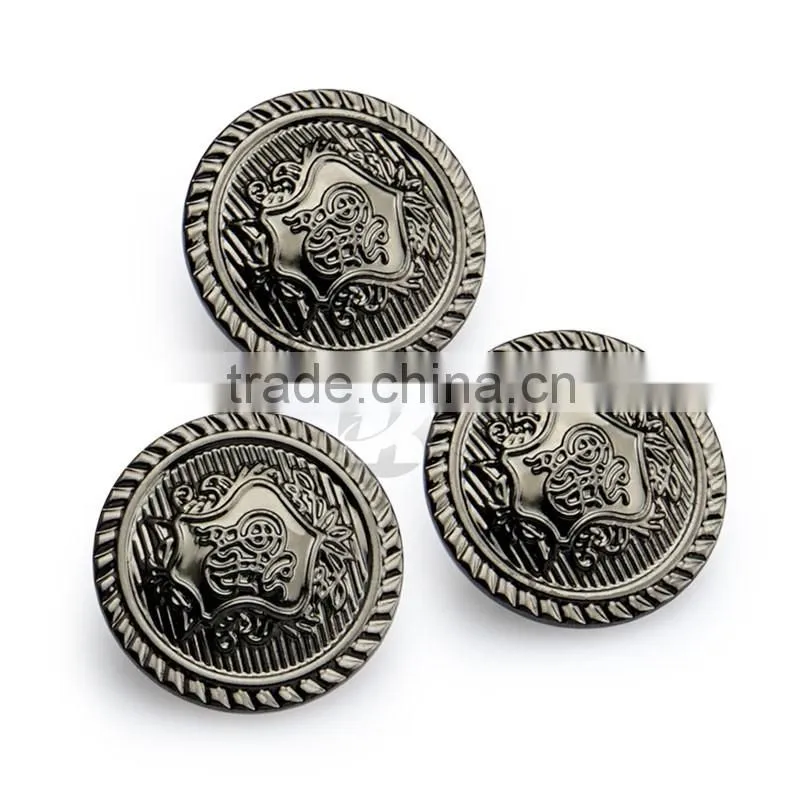 Embossed Logo Gunmetal Metal Sewing Shank Button
