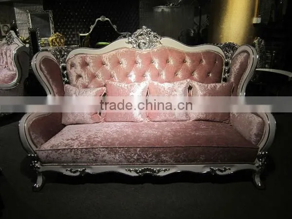 Pink fabric sofa set / sofa wood carving living room furniture / alibaba italian party sofa set YB55