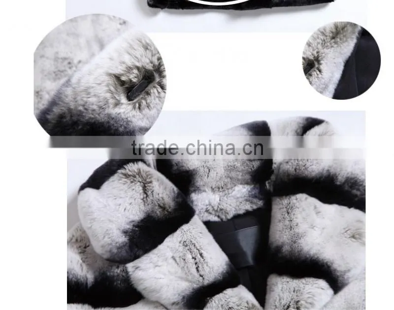 rex 14011 2014 winter women high quality Chinchilla rex rabbit coat