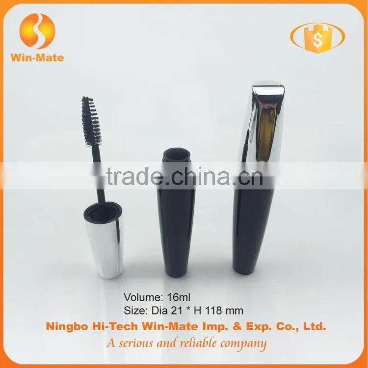 2015 new silver & black flat high quality plastic container for mascara