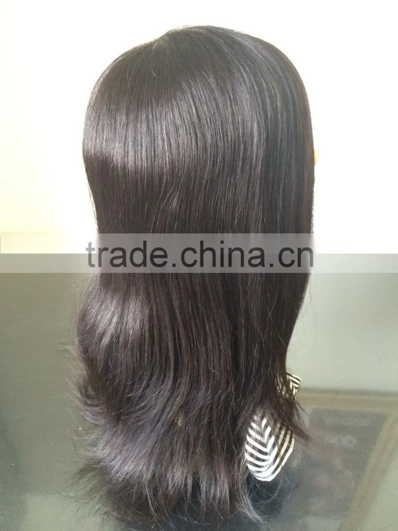 Alibaba express wholesale factory direct price 1B# 14" 100% Brazilian human hair Silk forehead full hand tied wig