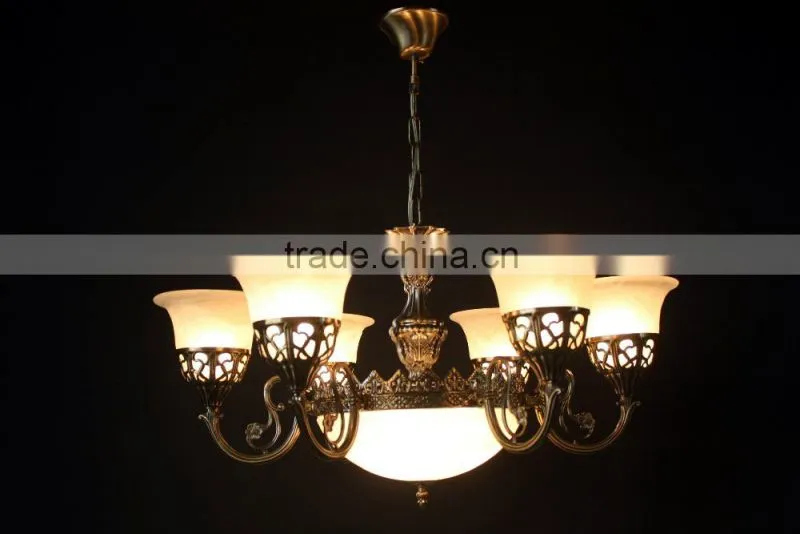 Traditional handmade flower glass ball and metal chandelier lighting