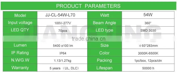120lm/w Epistar 3030 led corn lamp 54w led corn bulb