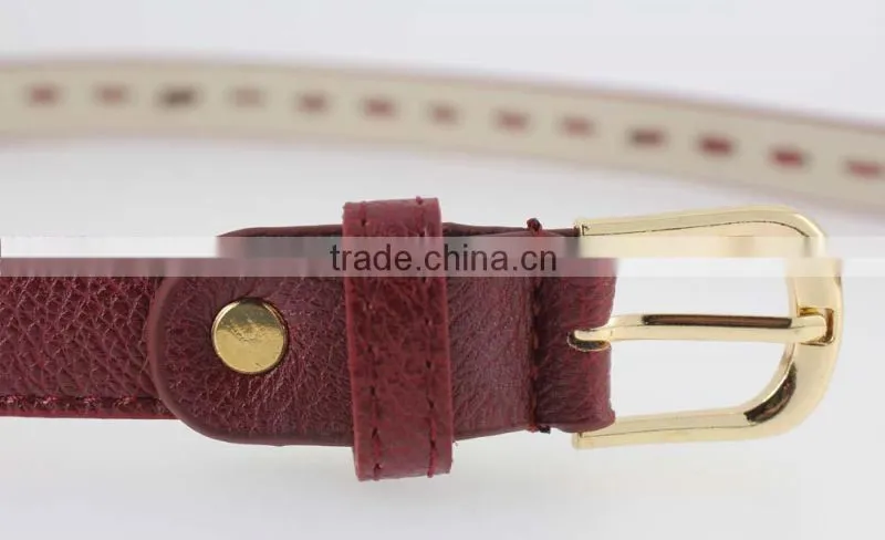 Hot sale Women's Fashion Belt with high quality gold PU leather& Gold Metal Chian for jeans