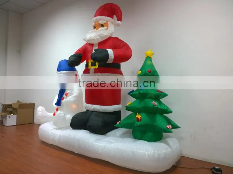 DJ-XT-51 inflatable santa claus and polar bear stay in snowfield protect christmas tree garden decoration