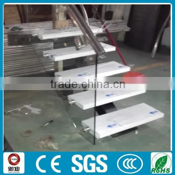 prefabricated wrought iron marble straight stairs manufacture--YUDI