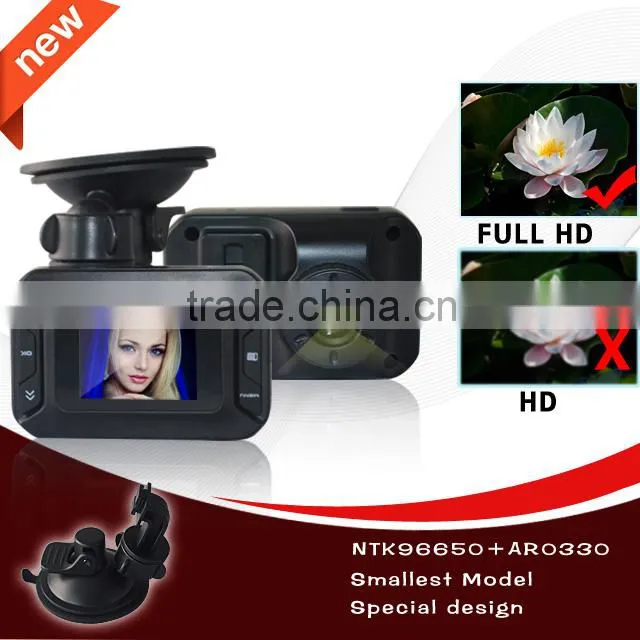 Mini Car front camera DVR with chipset of NTK96550+AR0330 hd 1080p front rear camera car dvr