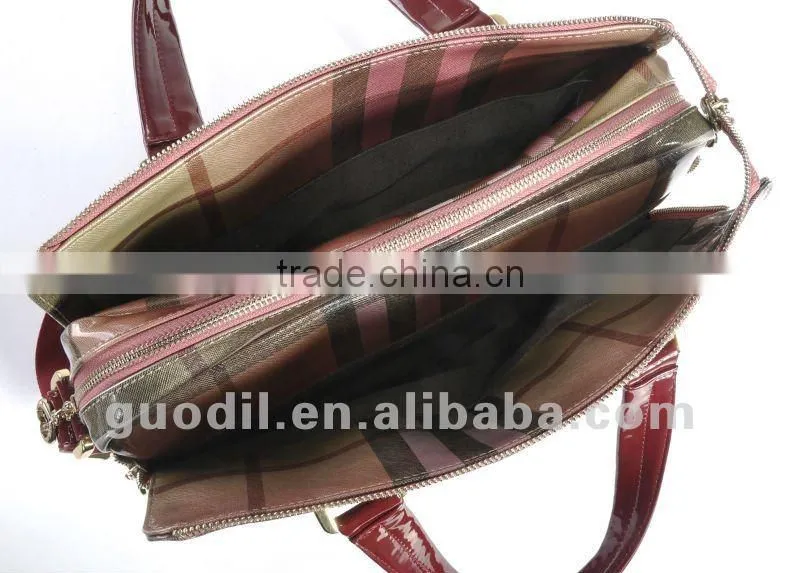 New Design! Lady Fashion Plaid PU Handbag 2012! Hot style!
