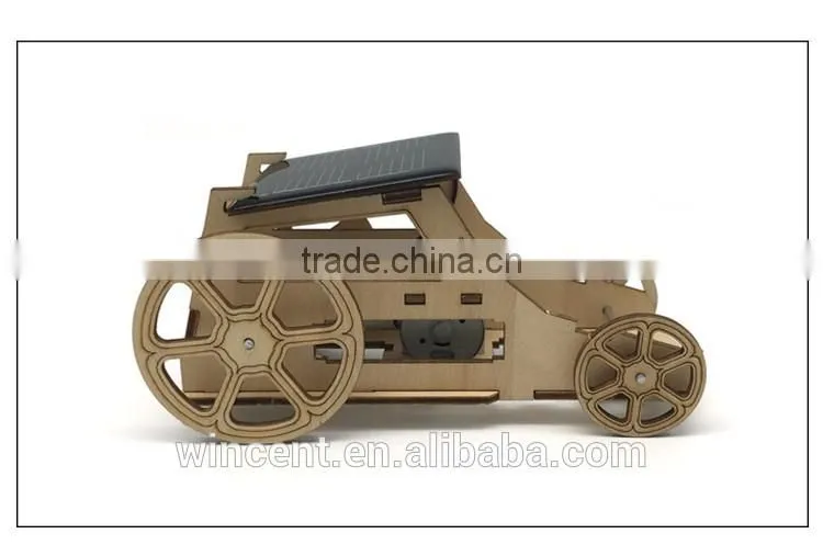 DIY Educational Kids Assembly Wooden Car Solar Powered Toys