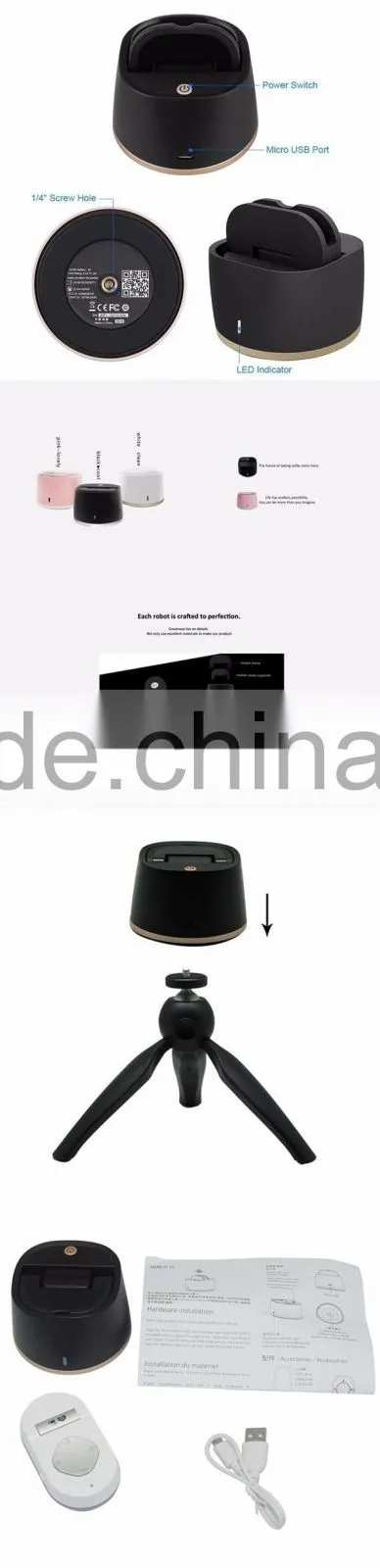 360 Degrees Remote Control rotation Panorama Shooting Auto face tracking Selfie Robot compatible for iphone ios android