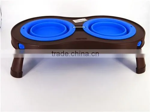 collapsible double silicone pet bowl 100% Food Grade Non-toxic foldable