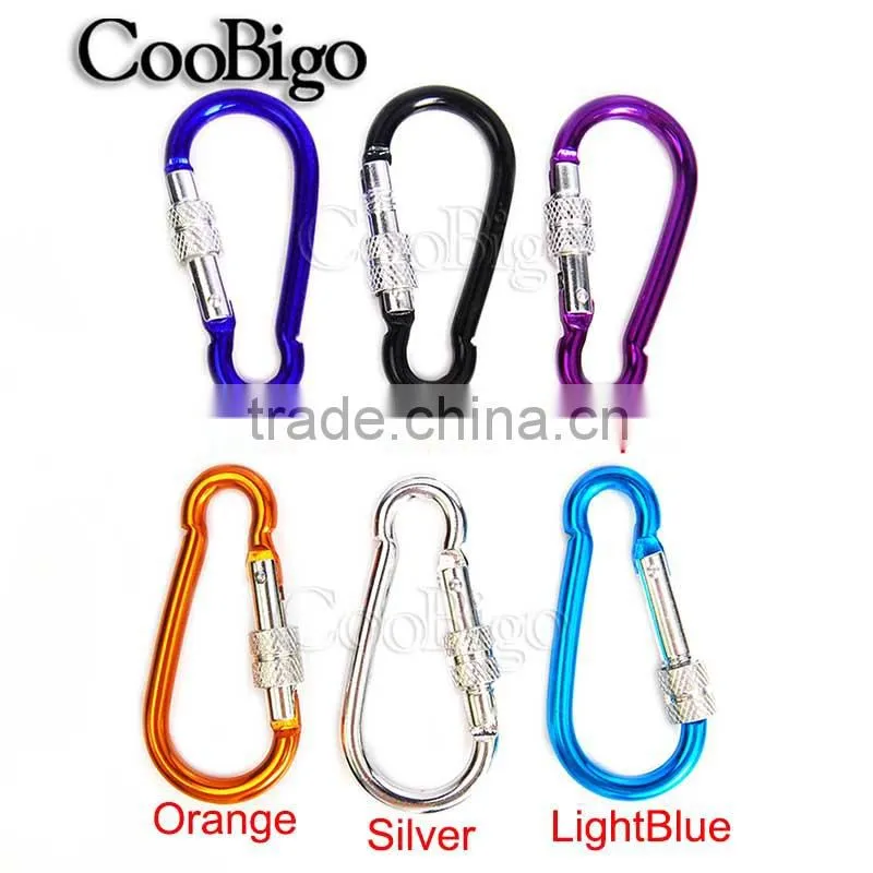 Multi-Color Aluminum Spring Locking Carabiner Snap Hook Keychain Hiking Camping #FLQ188-7C(Mix-s)