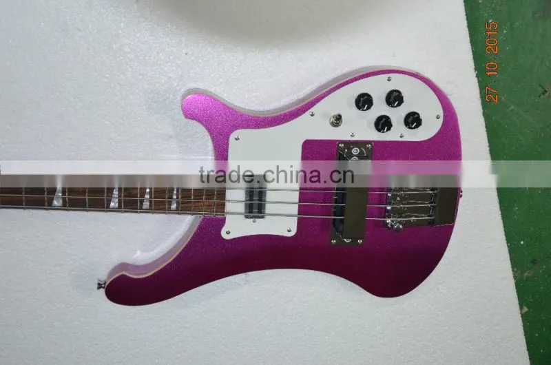 4 string electric bass guitar ricken for backer bass guitar set-in neck metallic color can custom