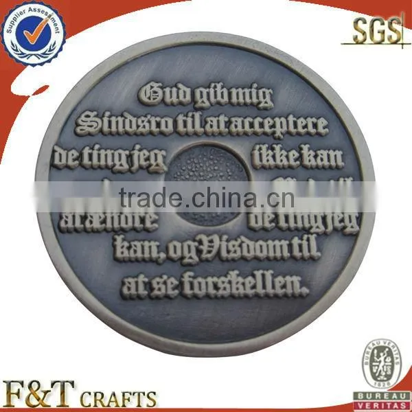 Custom metal fake gold souvenir coin with flower