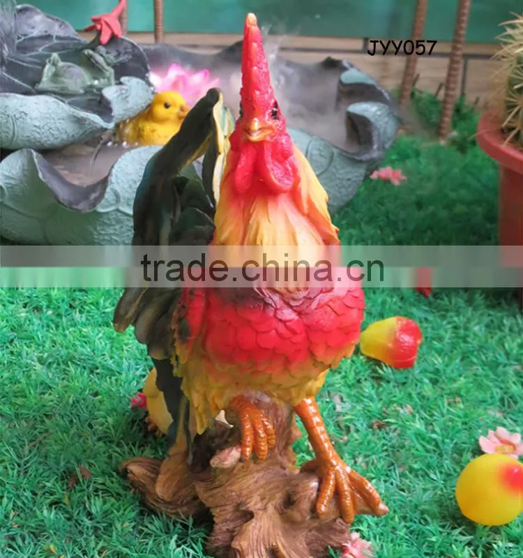 Garden decor cute wholesale polyresin rooster figurine