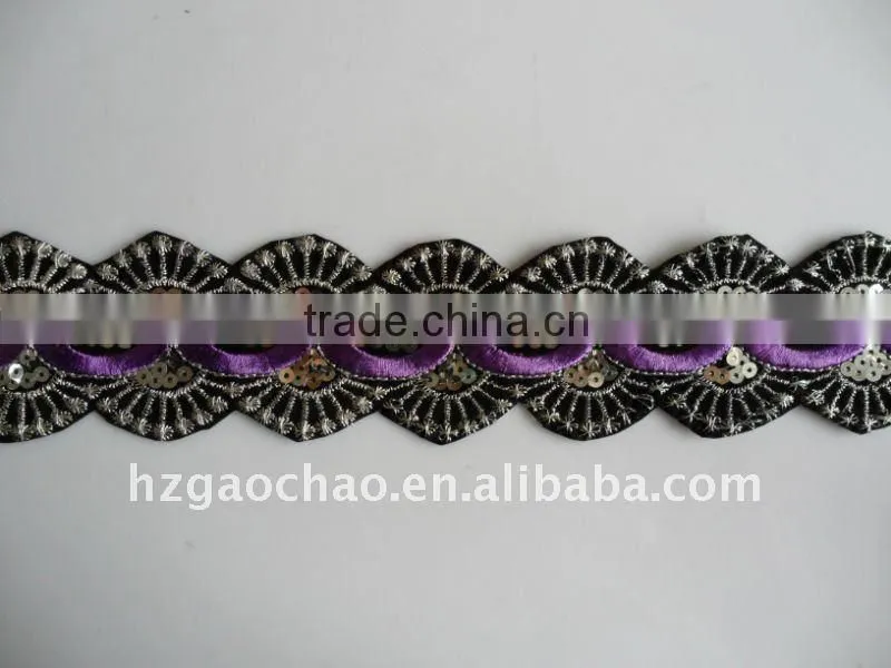 Romantic hand trimming velvet embroidery lace with clean sticker