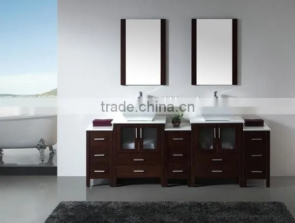 Modern Oak Wood Modern Double Sinks Floor Cabinet Hotel Vanity Bathroom Furniture No.3199E